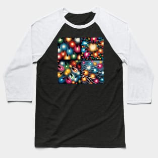 Luminous Lines: Pop Art's Twinkling Tapestry - Christmas Lights Baseball T-Shirt